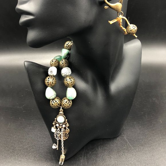 Necklace - Turquoise, Crystal, Bronze and Amazonite - Picture 5 of 5